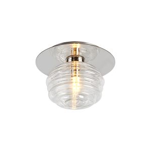 Corte 21cm Round 1 Light Flush/Wall Light With 160mm Glass, Polished Nickel/Clear