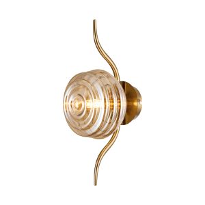 Corte 1 Light Wall/Flush Light With 160mm Glass, Brass/Amber