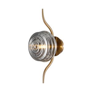 Corte 1 Light Wall/Flush Light With 160mm Glass, Brass/Smoke