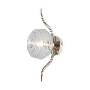 Corte 1 Light Wall/Flush Light With 160mm Glass, Polished Nickel/Clear