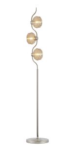 Corte 3 Light Floor Lamp With 160mm Glass, Polished Nickel/Amber