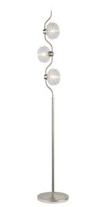 Corte 3 Light Floor Lamp With 160mm Glass, Polished Nickel/Clear