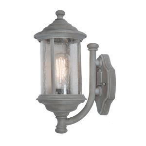 Brompton 1 Light E27 Outdoor IP43 Matt Grey Wall Light With Clear Textured Glass Shade