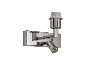 Bryce Wall Lamp 1 Light WITHOUT SHADE E27 + Reading Light 3W LED 3000K, 170lm, Polished Chrome, 3yrs Warranty