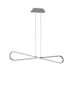 Bucle Linear Pendant 42W LED 3000K, 3650lm, SIlver, Polished Chrome, Frosted Acrylic, 3yrs Warranty
