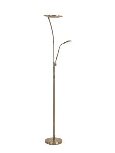Tierra 2 Light Floor Lamp Switched, 18+6W LED, 3000K, 2300lm, Antique Brass, 3yrs Warranty