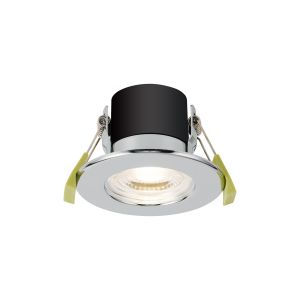 Byron 5W, Triac Dimmable 3CCT 3000K/4000K/5500K LED Fire Rated Downlight, Chrome, Cut Out: 60mm, 550lm, IP65, DRIVER INC, 60° Deg, 5yrs Wrnty