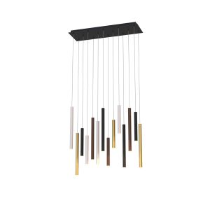 Cala Rectangle 14 Light 2.5m Pendant, 84W LED, 3000K, 5880lm, Sand White/Sand Black/Gold/Rust Brown, 3yrs Warranty