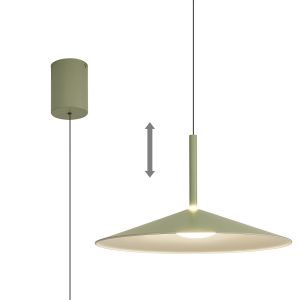 Calice 48cm Rise And Fall Pendant Dimmable, 16W LED, 3000K, 1200lm, Green/White, 3yrs Warranty