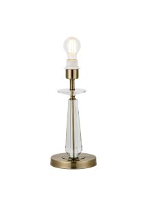 Arena 34cm Table Lamp WITHOUT SHADE, 1 Light E27, Antique Brass/Clear Crystal