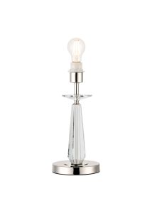 Arena 34cm Table Lamp WITHOUT SHADE, 1 Light E27, Polished Nickel/Clear Crystal