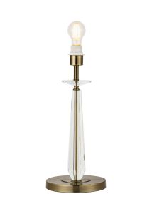 Arena 45cm Table Lamp WITHOUT SHADE, 1 Light E27, Antique Brass/Clear Crystal