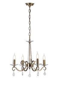 Arena 52cm Pendant WITHOUT SHADE, 4 Light E14, Antique Brass/Clear Crystal