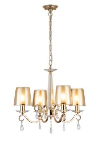 Arena 55cm Pendant, 4 Light E14, French Gold/Amber With Frosted Inner Flat Top Cone Glass Shade (B)