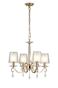 Arena 55cm Pendant, 4 Light E14, French Gold/Clear With Frosted Inner Flat Top Cone Glass Shade (B)