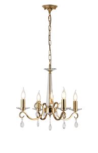 Arena 52cm Pendant WITHOUT SHADE, 4 Light E14, French Gold/Clear Crystal
