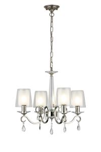Arena 55cm Pendant, 4 Light E14, Polished Nickel/Clear With Frosted Inner Flat Top Cone Glass Shade (B)