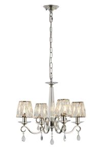 Arena 55cm Pendant, 4 Light E14, Polished Nickel/Clear Crystal Shade (A)