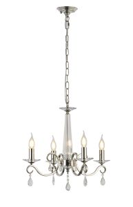 Arena 52cm Pendant WITHOUT SHADE, 4 Light E14, Polished Nickel/Clear Crystal