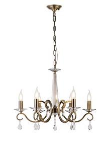 Arena 60cm Pendant WITHOUT SHADE, 6 Light E14, Antique Brass/Clear Crystal