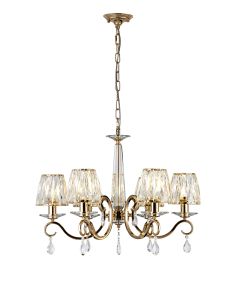Arena 63cm Pendant, 6 Light E14, French Gold/Clear Crystal Shade (A)