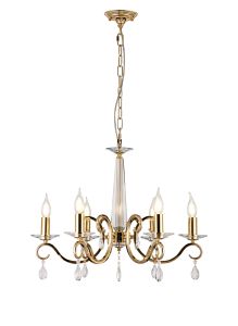 Arena 60cm Pendant WITHOUT SHADE, 6 Light E14, French Gold/Clear Crystal