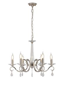 Arena 60.5cm Pendant WITHOUT SHADE, 6 Light E14, Polished Nickel/Clear Crystal