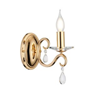 Arena Wall Lamp WITHOUT SHADE, 1 Light E14, French Gold/Clear Crystal