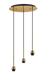 Carrie 40cm Antique Gold 3 Light Round E27 Universal Pendant (FRAME ONLY), Suitable For A Vast Selection Of Shades