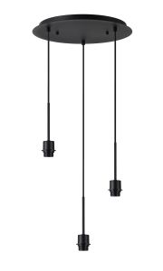 Carrie 40cm Satin Black 3 Light Round E27 Universal Pendant (FRAME ONLY), Suitable For A Vast Selection Of Shades