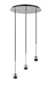 Carrie 40cm Polished Chrome 3 Light Round E27 Universal Pendant (FRAME ONLY), Suitable For A Vast Selection Of Shades