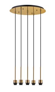 Carrie 45cm Antique Gold 5 Light Round E27 Universal Pendant (FRAME ONLY), Suitable For A Vast Selection Of Shades