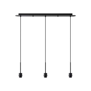 Carrie Satin Black 3 Light Linear E27 Universal Pendant (FRAME ONLY), Suitable For A Vast Selection Of Shades