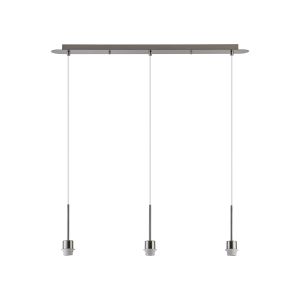 Carrie Satin Nickel 3 Light Linear E27 Universal Pendant (FRAME ONLY), Suitable For A Vast Selection Of Shades