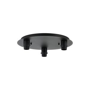 Carrie 40cm Satin Black 3 Light Round E27 Universal Ceiling (FRAME ONLY), Suitable For A Vast Selection Of Shades