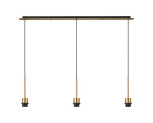 Carrie 1.4m Antique Gold 3 Light E27 Universal Pendant (FRAME ONLY), Suitable For A Vast Selection Of Shades