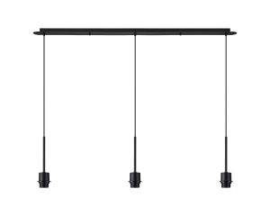 Carrie 1.4m Satin Black 3 Light E27 Universal Pendant (FRAME ONLY), Suitable For A Vast Selection Of Shades