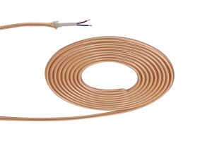 Cavo 1m Rose Gold Braided 2 Core 0.75mm Cable VDE Approved (qty ordered will be supplied as one continuous length)