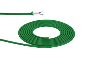 Cavo 1m Bottle Green Braided 2 Core 0.75mm Cable VDE Approved (qty ordered will be supplied as one continuous length)