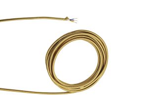 Cavo 1m Golden Brown Braided 3 Core 0.75mm Cable VDE Approved (qty ordered will be supplied as one continuous length)