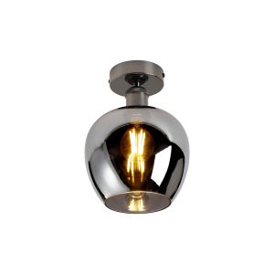 Cawdor Flush Fitting, 1 Light E27, Black Chrome/Chrome Wine Glass