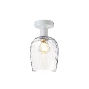 Cawdor Flush Fitting, 1 Light E27, Matt White/Clear Wine Glass