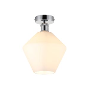 Cawdor Flush Fitting, 1 Light E27, Polished Chrome/Opal Diamond Glass