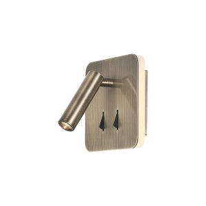 Cayman Square Wall + Reading Light, 6W + 3W LED, 3000K, 620lm Total, Individually Switched, Antique Brass, 3yrs Warranty