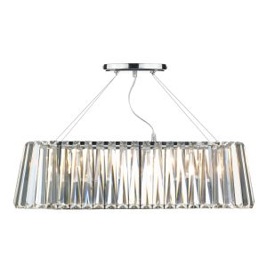Cecilia 3 Light G9 Polished Chrome Oval Linear Bar Pendant Made Of Tapered Crystal Bars