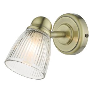 Cedric 1 Light G9 Antique Brass IP44 Bathroom Spotlight With Pullcord C/W Clear Glass Shade