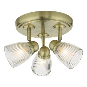 Cedric 3 Light G9 Antique Brass IP44 Bathroom Flush Spotlight With Clear Glass Shades