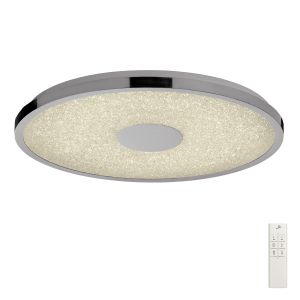Centara Flush 48cm Round 40W LED 3000K-6500K Tuneable, 3200lm, Remote Control Chrome / Acrylic, 3yrs Warranty