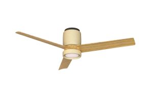 Ceramica M 1.2m 20W LED Dimmable Ceiling Light With Built-In 32W DC Fan, 3000-5000K Remote Control, 3600lm, Beige Ceramic/Wood, 5yrs Wty