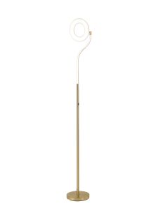 Limoni 2 Light Floor Lamp With USB 2.1 mAh Socket, 18+7W LED, 3000K Touch Dimmer, 2500lm, Satin Gold, 3yrs Warranty